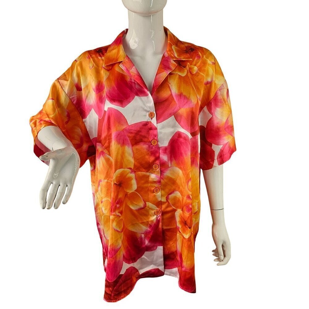 70s/80s Cole Of California Retro Resort Wear Cover Up Women L Button Pink Orange